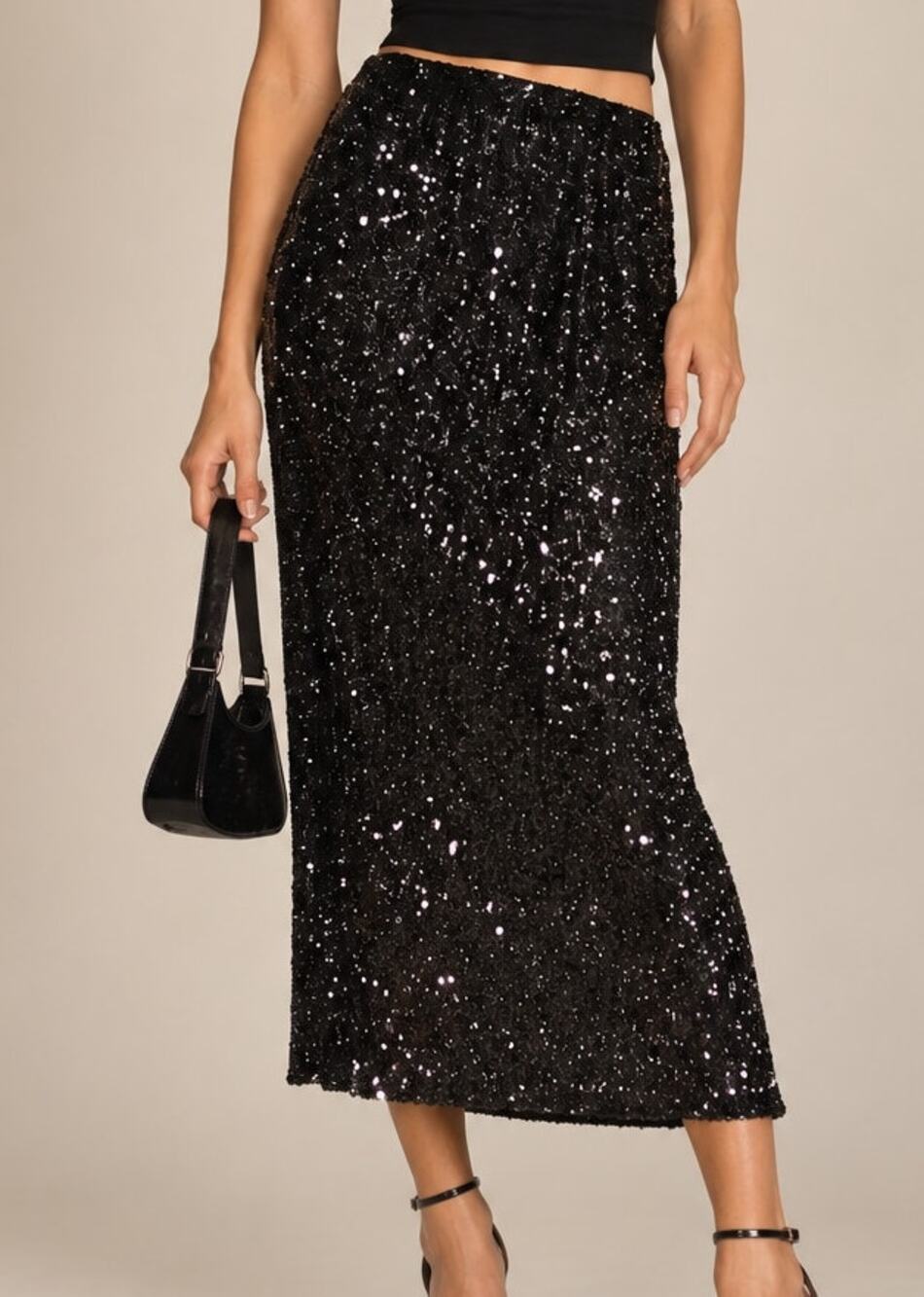 Vineyard Vines Womens Sequin Midi Skirt XXS Black Sparkle Holiday Party Glam